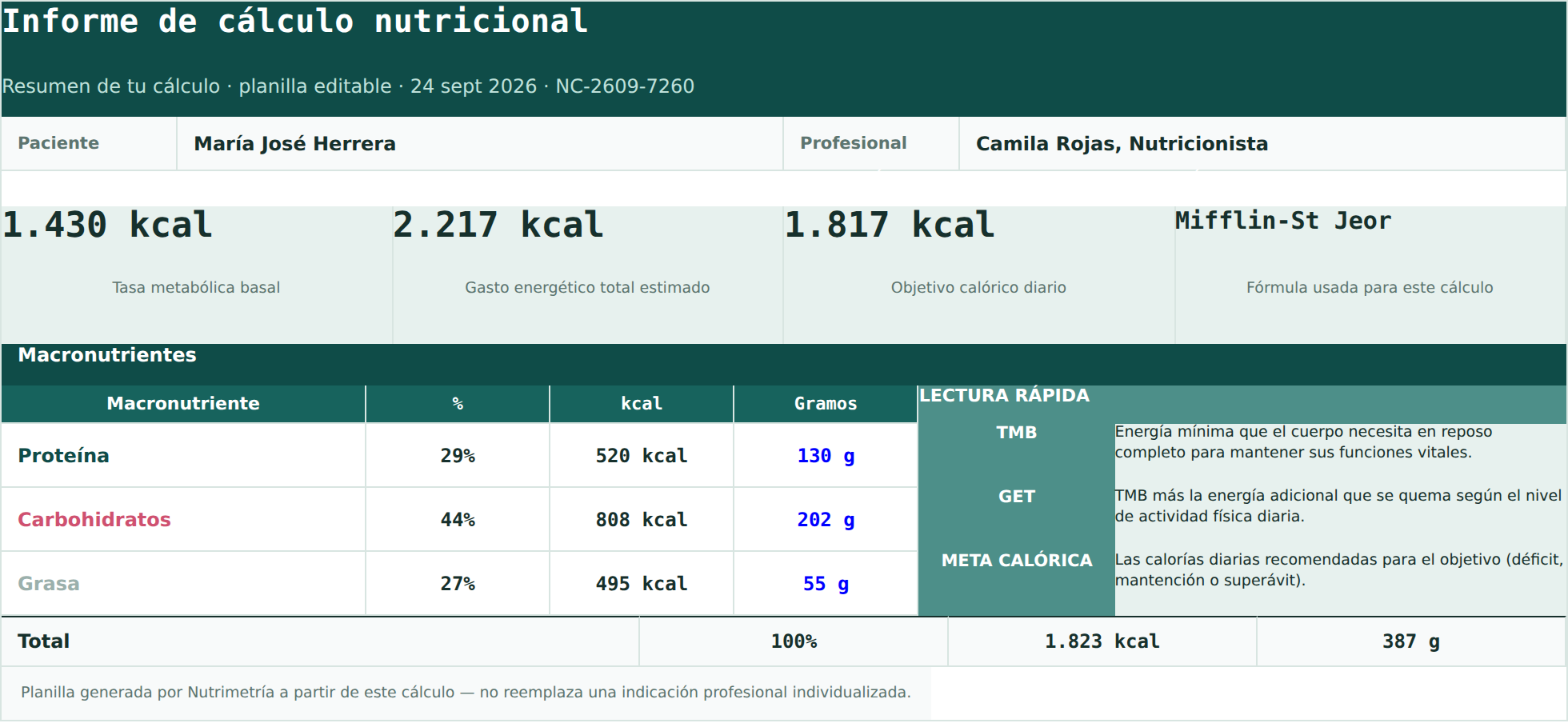 Exportación a Excel